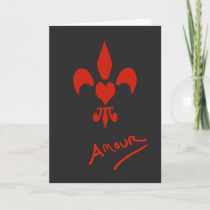 Fleur de Lis Heart Amour Valentine Holiday Card