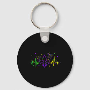 Fleur De Lis Heartbeat Nurse Mardi Gras Carnival M Key Ring