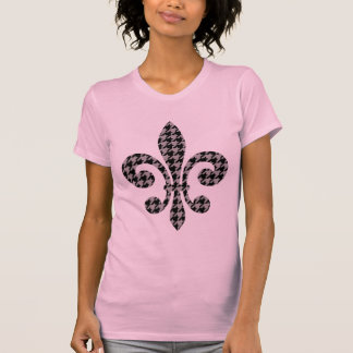 fleur de lis houndstooth in black and grey T-Shirt