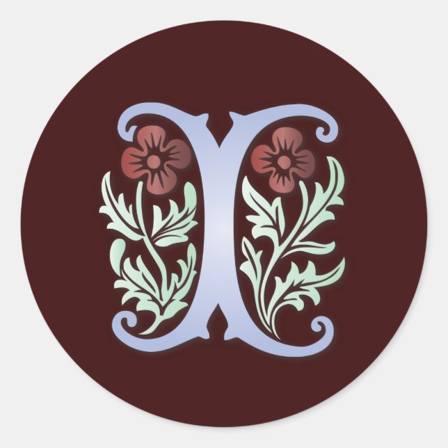 Fleur-de-lis I Monogram Classic Round Sticker (Front)