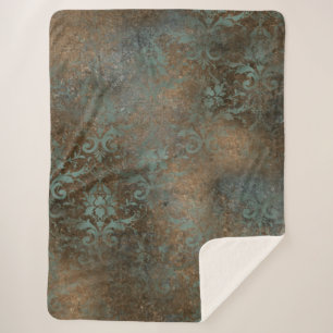 Fleur De Lis in a Rusty Background Sherpa Blanket