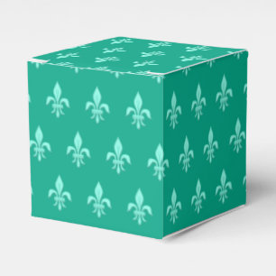 Fleur de Lis in Light Aqua on Turquoise Favour Box