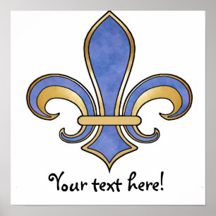 Fleur de Lis in solid colour  - Dark Blue Poster