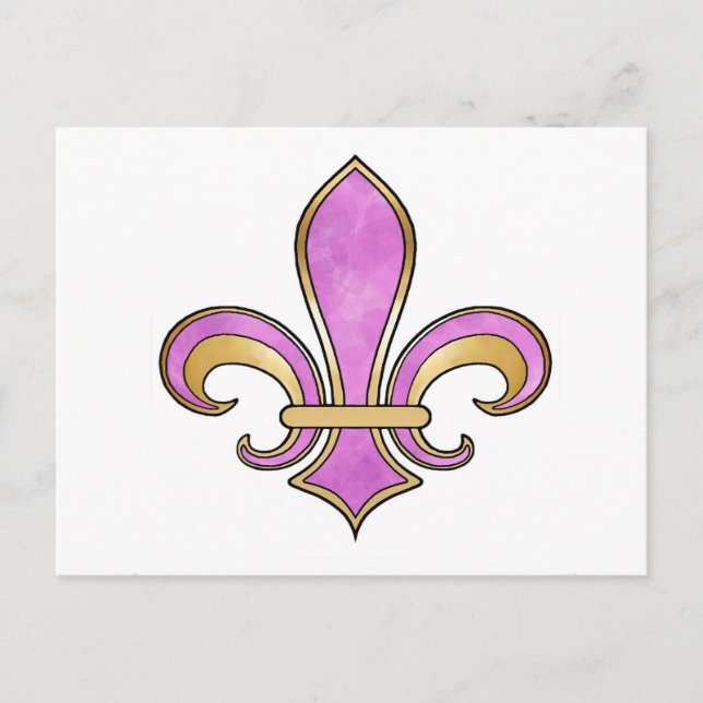 Fleur de Lis in solid colour  - Pink or Cerise Postcard (Front)
