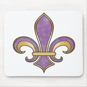 Fleur de Lis in solid colour - Purple Plum Grape Mouse Pad