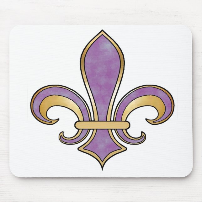 Fleur de Lis in solid colour  - Purple Plum Grape Mouse Pad (Front)