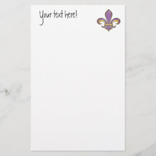 Fleur de Lis in solid colour - Purple Plum Grape Stationery