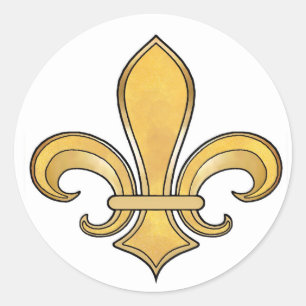 Fleur de Lis in solid colour  - Yellow Classic Round Sticker