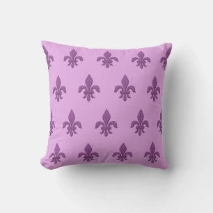 Fleur de Lis in Violet Purple on Lavender Cushion