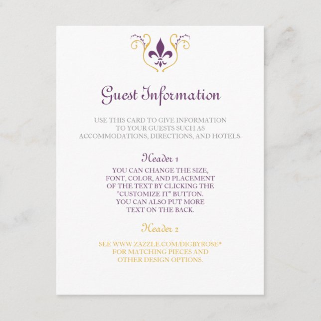 Fleur de Lis information card (Front)