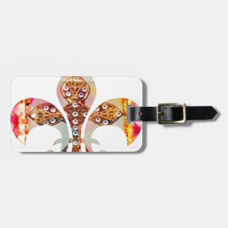 Fleur de lis Jewel Pattern Flowers Floral Gems fun Luggage Tag