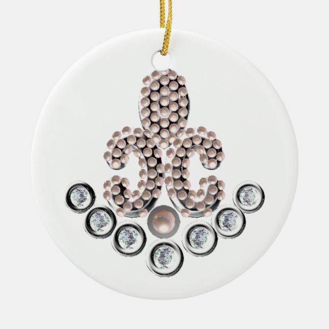 Fleur De Lis-jewelled Ceramic Tree Decoration (Front)