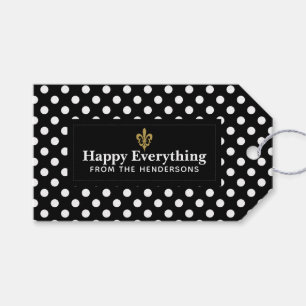 Fleur De Lis Label With White Polka Dots