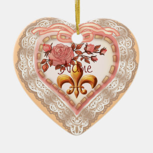 Fleur De Lis Lacy Heart custom ornaments