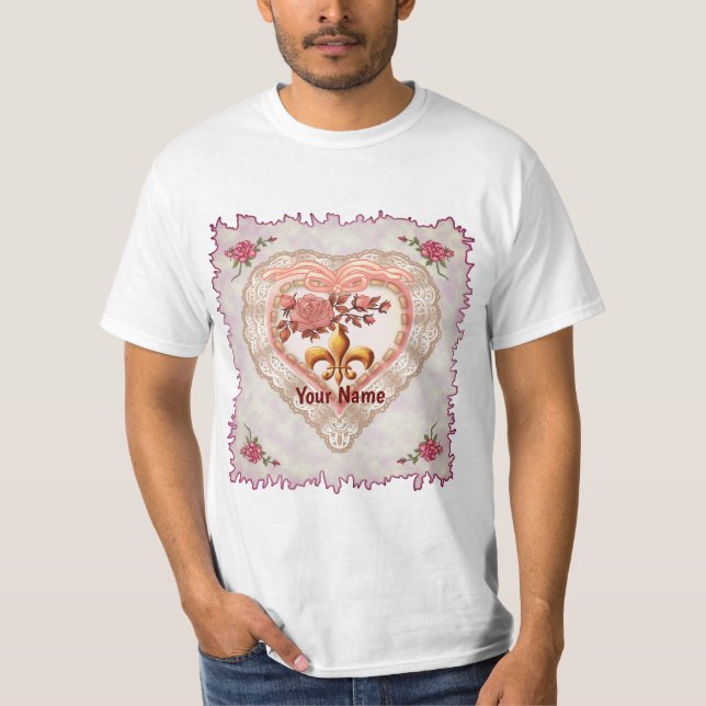 Fleur De Lis Lacy Heart custom t-shirts (Front)