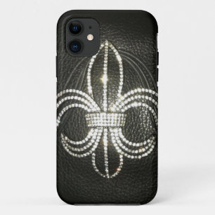 Fleur de-lis leather look print case