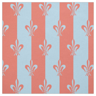 Fleur de Lis Light Blue & Terra Cotta Fabric