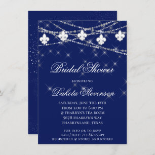 Fleur de Lis Lights Blue Mardi Gras Theme Shower Invitation