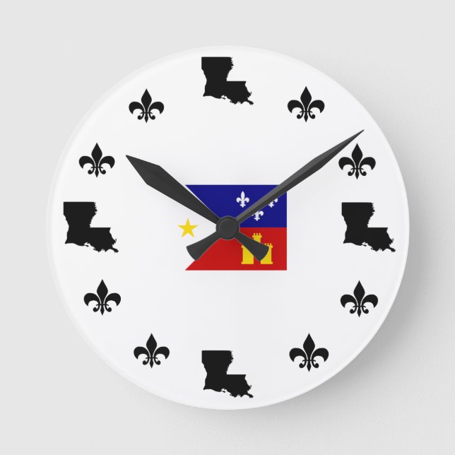 Fleur De Lis Louisiana Cajun Flag Clock (Front)