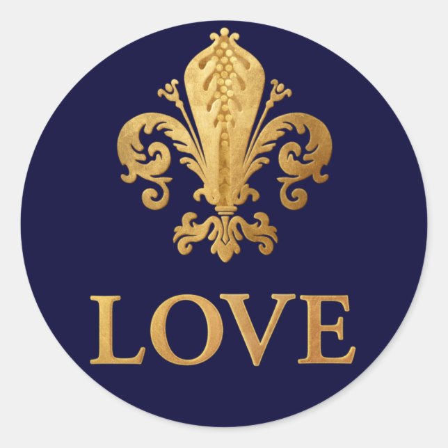 Fleur-de-lis Love Classic Round Sticker (Front)