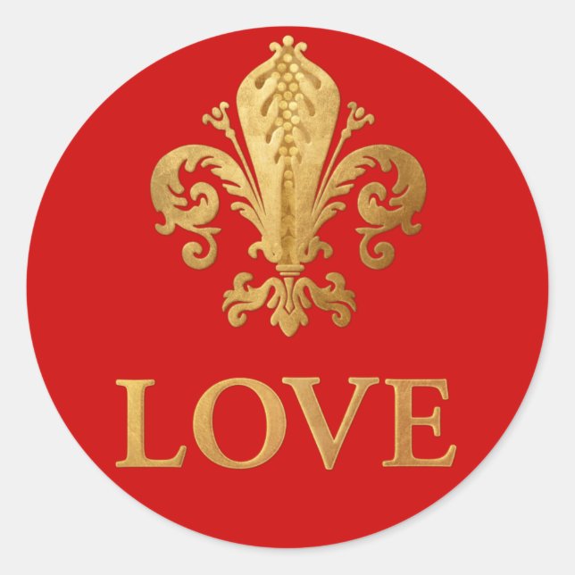 Fleur-de-lis Love Classic Round Sticker (Front)