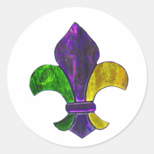 Fleur De Lis Mardi Gra add text Classic Round Sticker