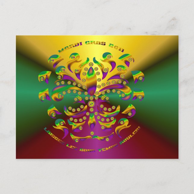 Fleur de lis Mardi-Gras 2011 V-2 Postcard (Front)