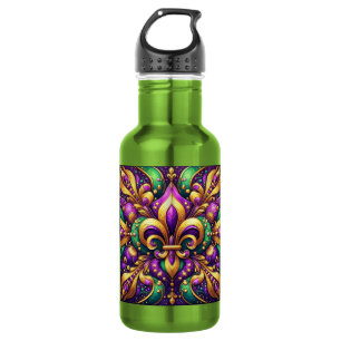 fleur de lis mardi gras 532 ml water bottle