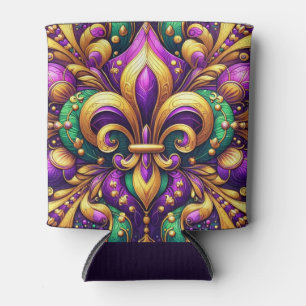 fleur de lis mardi gras can cooler