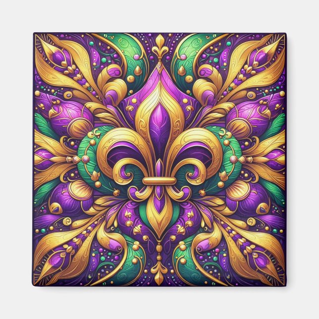 fleur de lis mardi gras magnet (Front)