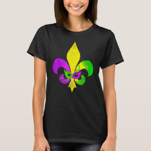 Fleur De Lis Mardi Gras Mask New Orleans Carnival  T-Shirt