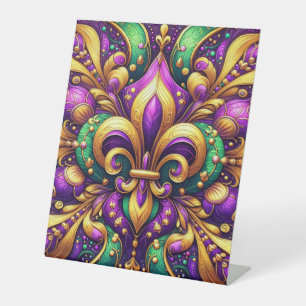 fleur de lis mardi gras pedestal sign