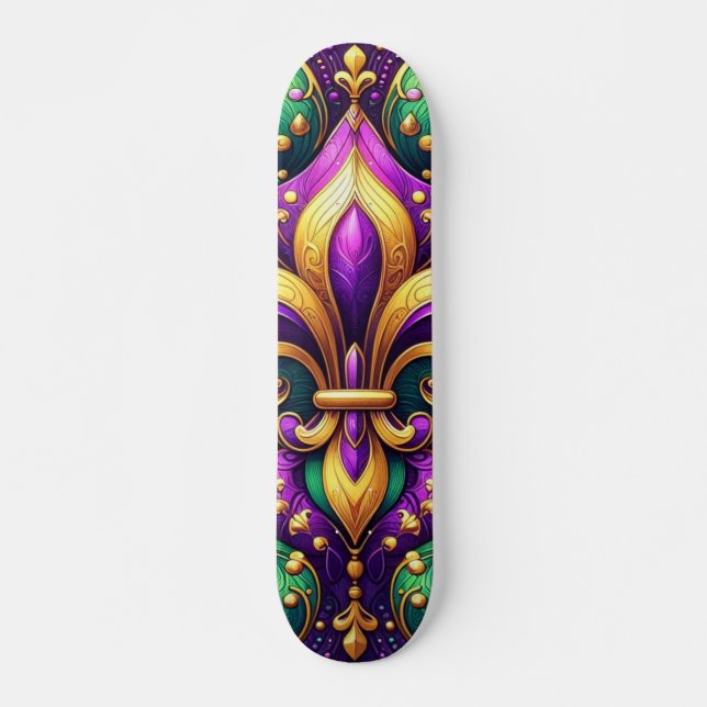 fleur de lis mardi gras skateboard (Front)