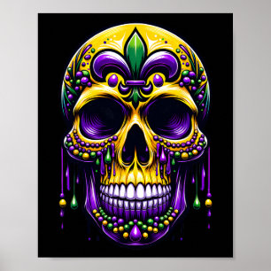 Fleur De Lis Mardi Gras Skull New Orleans Carnival Poster