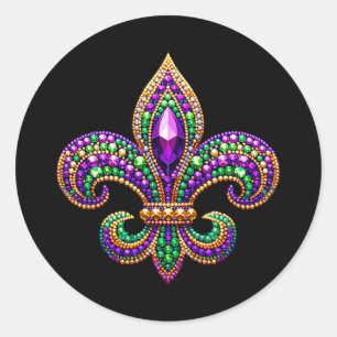 Fleur-de-lis Mardi Gras Symbol Carnival Parade Cos Classic Round Sticker