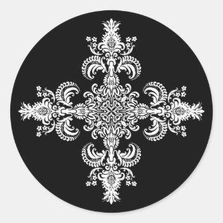Fleur de lis Meditation 4 corners Classic Round Sticker