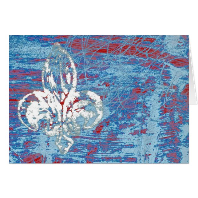 Fleur-de-lis Mixed Media, Red, White, Blue, Grunge (Front Horizontal)