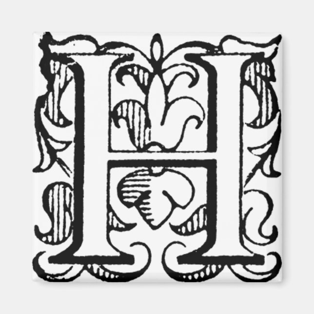 Fleur de Lis Monogram 'H' - Magnet (Front)