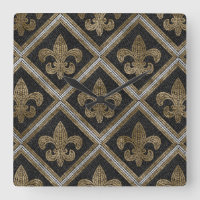 Fleur-de-lis mosaic tile pattern black and gold