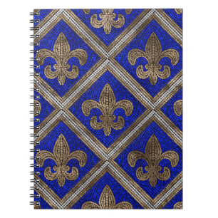 Fleur-de-lis mosaic tile pattern notebook