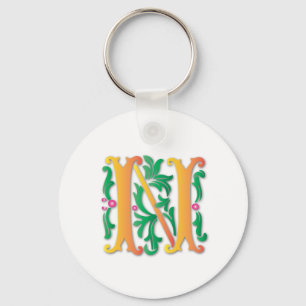 Fleur-de-lis N Monogram Key Ring