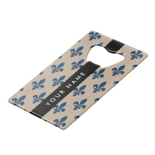 Fleur de Lis, Navy Blue on Beige, Royal, Your Name