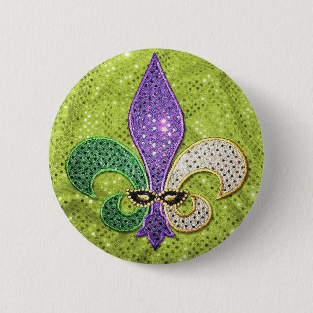 Fleur De Lis  New Orleans Jewel Sparkle 6 Cm Round Badge (Front)