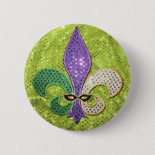 Fleur De Lis New Orleans Jewel Sparkle 6 Cm Round Badge