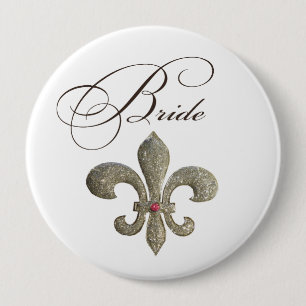 Fleur de lis NOLA Bride Bling 10 Cm Round Badge