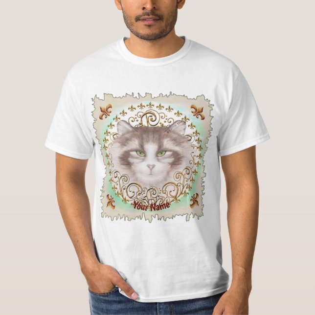Fleur De Lis Norwegian Forest Cat T-Shirt (Front)