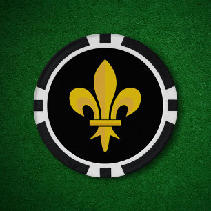 Fleur de Lis on Black Poker Chips