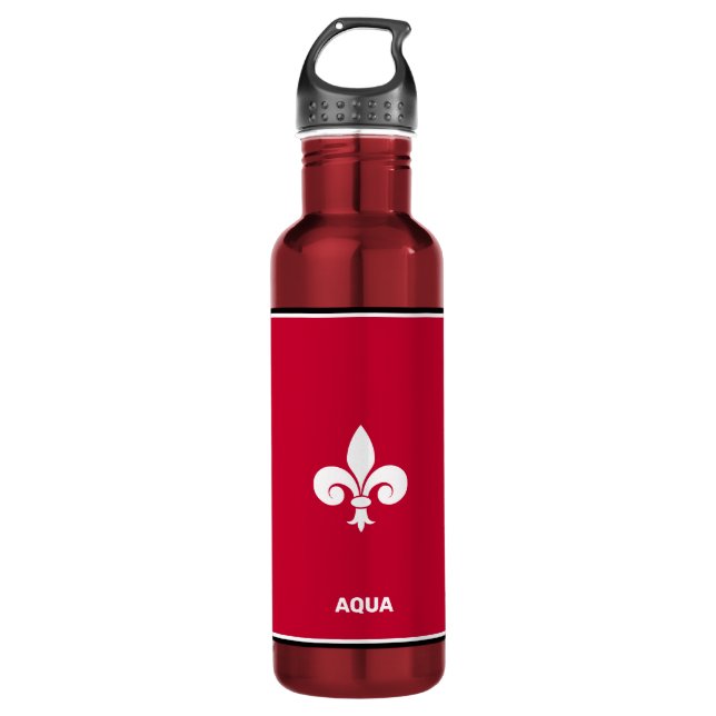 Fleur-de-Lis on Burgundy Red 710 Ml Water Bottle (Front)