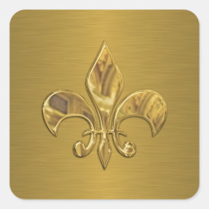 Fleur de Lis on Gold Background Square Sticker