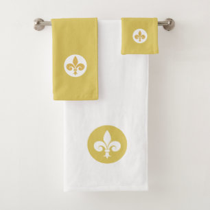 Fleur de Lis on Golden & White Bath Towel Set